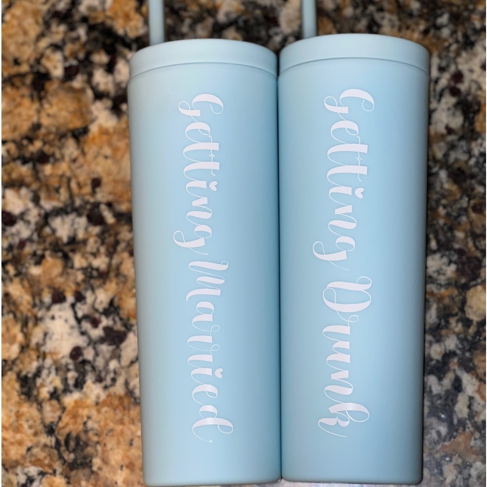 NWT Skinny tumbler GETTING MARRIED and GETTING DRUNK set
